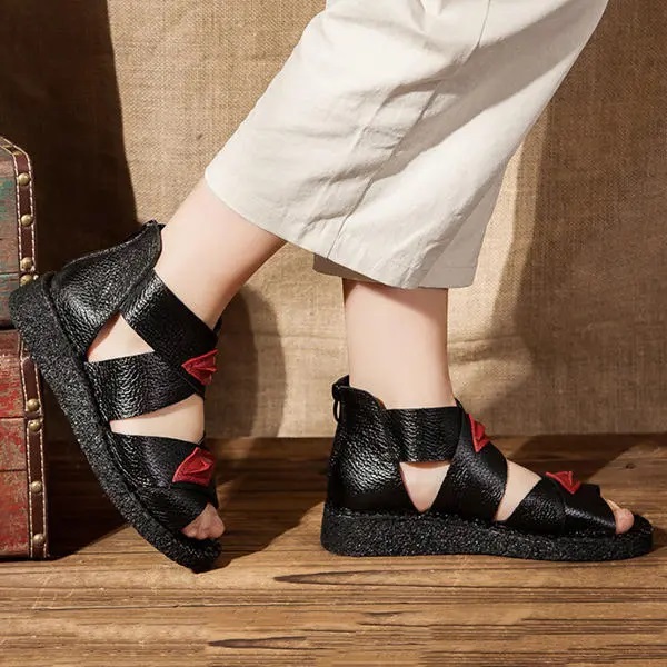 Genuine Leather Flat Sandals - Image 5