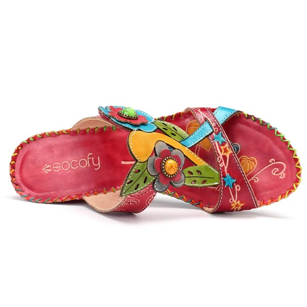 Genuine Leather Hook Loop Sandals - Image 5