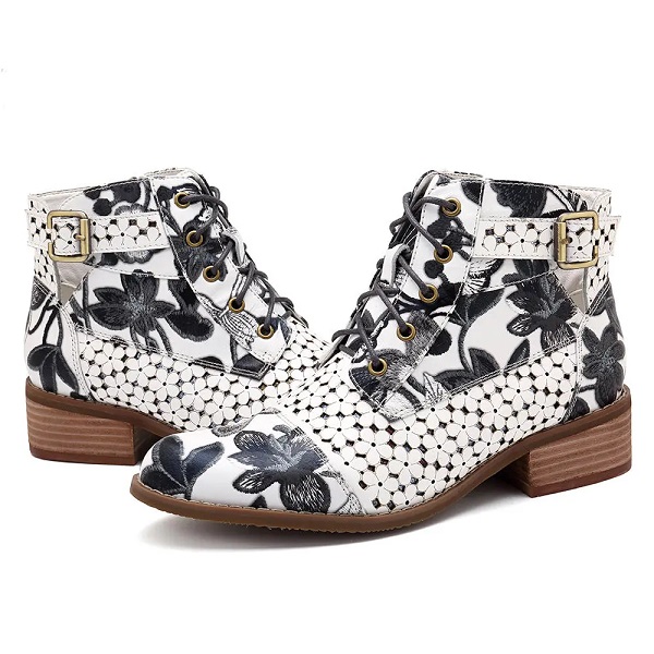 Painting Stitching Leather Zipper Boots - Image 5