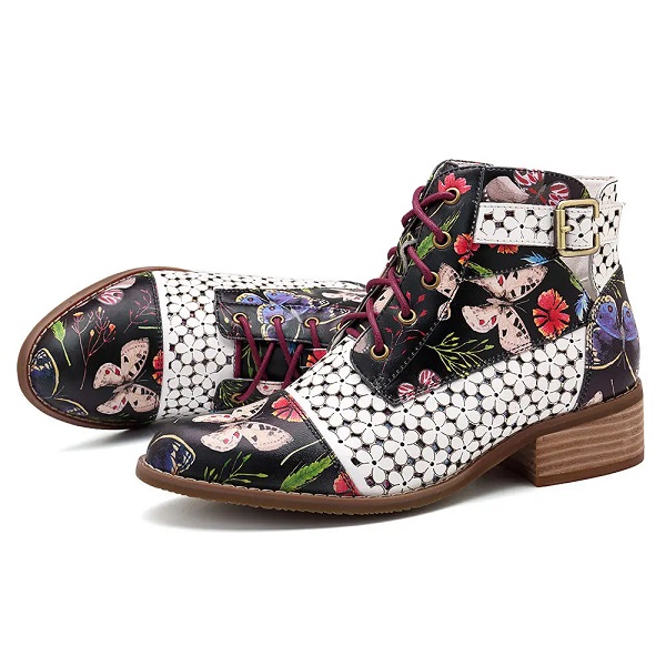 Painting Stitching Leather Zipper Boots - Image 6