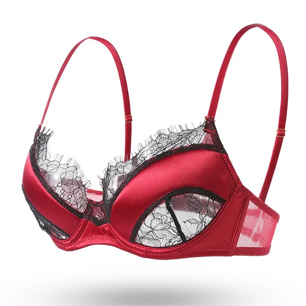 Sexy Eyelash Lace Bra Set Lingerie Embroidery Push Up Bra and Panty Set - Image 4