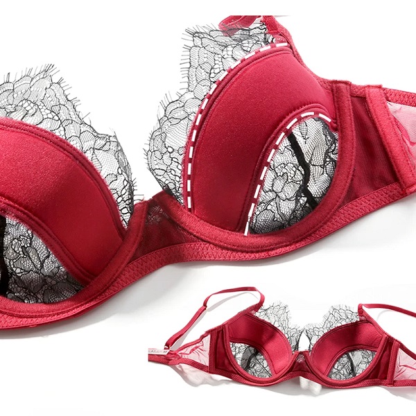 Sexy Eyelash Lace Bra Set Lingerie Embroidery Push Up Bra and Panty Set - Image 5