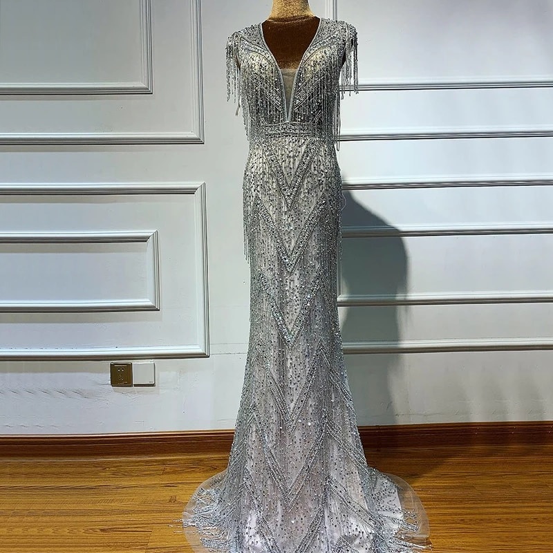 Beading Tassel Luxury Cap Sleeves Elegant Party Dress – TD Mercado