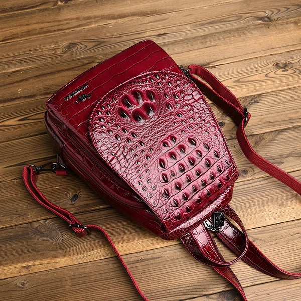 Crocodile Skin Pattern Backpack Shoulder Bag - Image 4