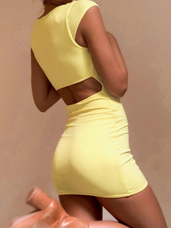 Fashion Sexy Hollow Out Casual Club Party Solid Dress - Image 6