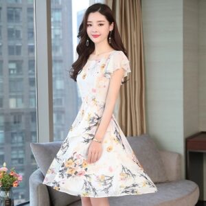 Floral Plus Size Print Chiffon Dress