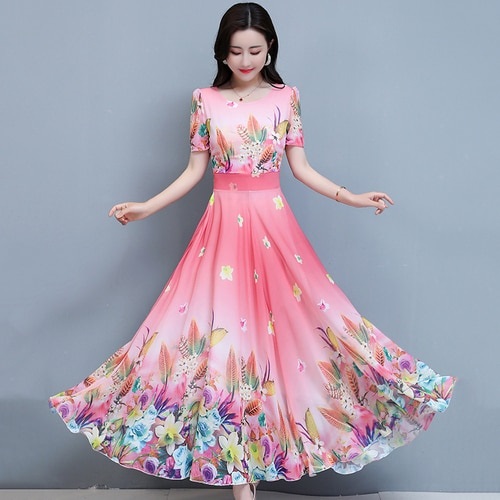 Floral Flared Dress – Navvi.in