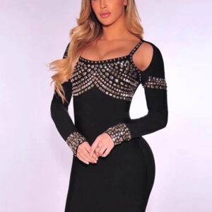 Hollow Out Sexy Long Sleeve Club Party Dress