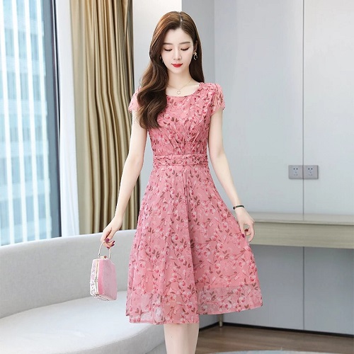 Plus Size Floral Casual Chiffon Dress - Image 2