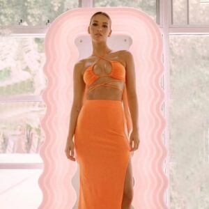 Sexy Halter Neck Split Top and Skirts Set