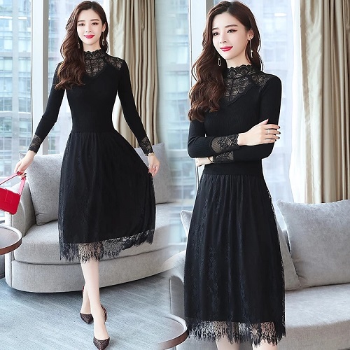 Sexy Lace Knitting Cotton Bodycon Party Dress - Image 3