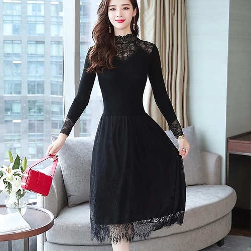 Sexy Lace Knitting Cotton Bodycon Party Dress - Image 4