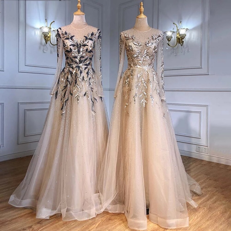 A-Line Beaded Sparkle Party Luxury Evening Dresses - Image 5