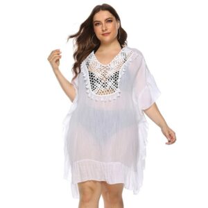 Hollow Ruffle Plus Size Beachwear Cover Up