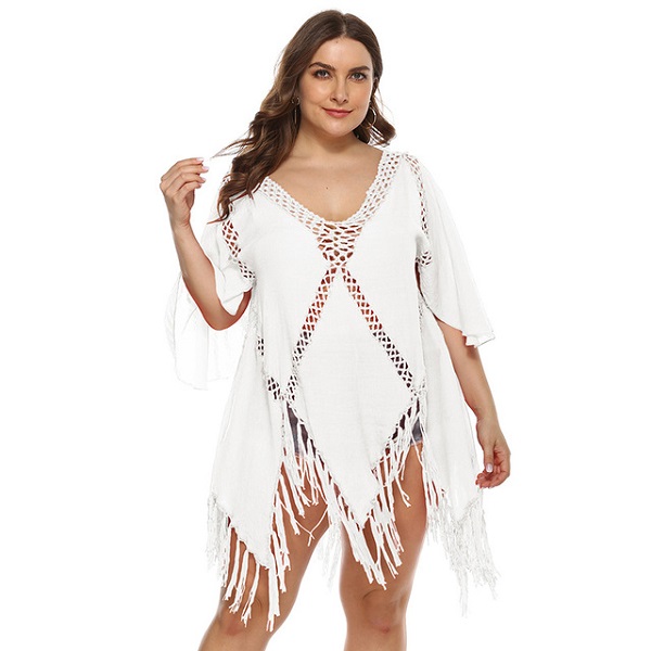 Sexy Plus Size Hollow out Beach Cover Up - Image 3