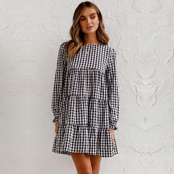 Casual Long Sleeve O-neck Dress