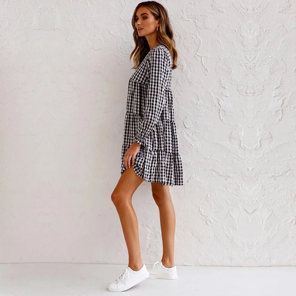 Casual Long Sleeve O-neck Dress - Image 4