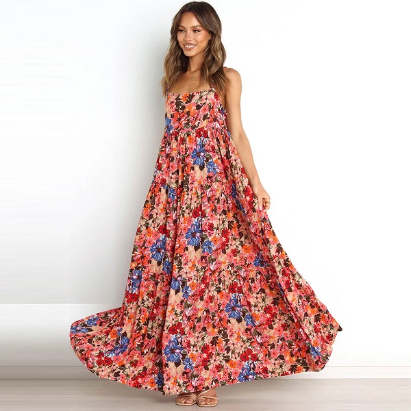 Sexy Print Sleeveless Backless Maxi Dress - Image 2