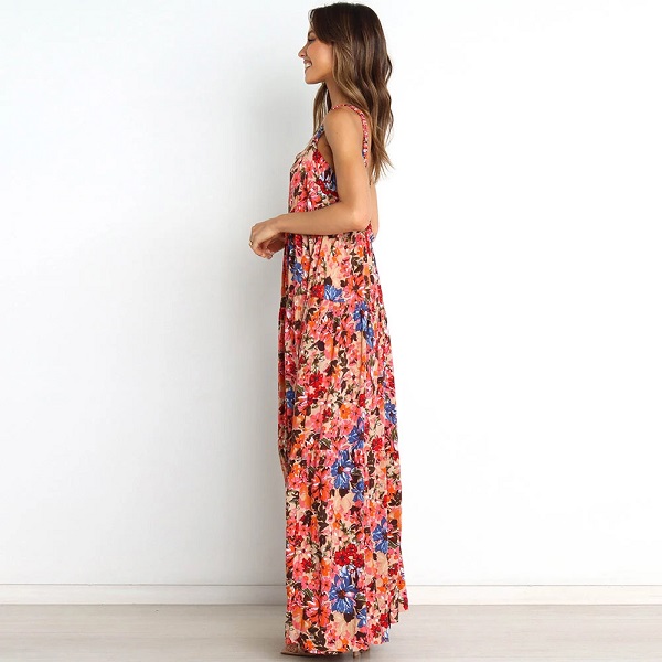 Sexy Print Sleeveless Backless Maxi Dress - Image 4