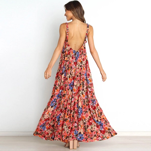 Sexy Print Sleeveless Backless Maxi Dress - Image 5