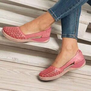 Lattice Style Flat Wedges Round Toes Side Openings