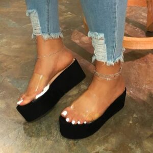 Riser Wedge Sandals Clear Acrylic Straps
