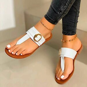 Strap and Buckle Thong Sandals