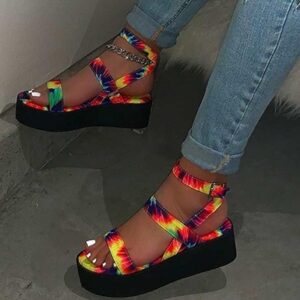 Strappy Wedge Sandals Ankle Straps Open Toes