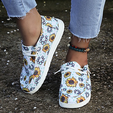 Sunflower Themed Slip On Shoes Perma-laces Rubber Soles - TD Mercado