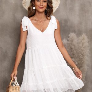 Lace Up Polyester Beach Dress