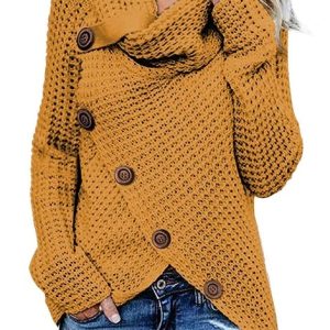 High Neck Pullover Solid Color Sweater