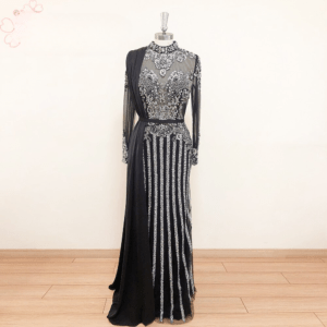 Crystal Sequin Wedding Evening Night Dress with Skirt for Women