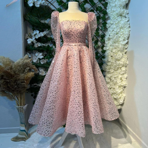 Elegant Aline Beads O-Neck Evening Party Dress