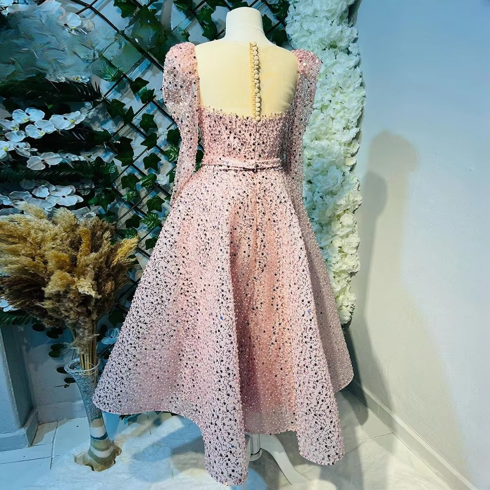 Elegant Aline Beads O-Neck Evening Party Dress - Image 6