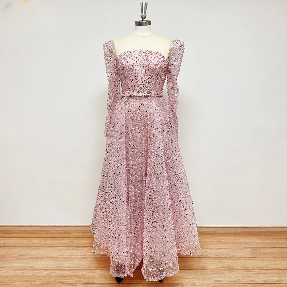 Elegant Aline Beads O-Neck Evening Party Dress - Image 8