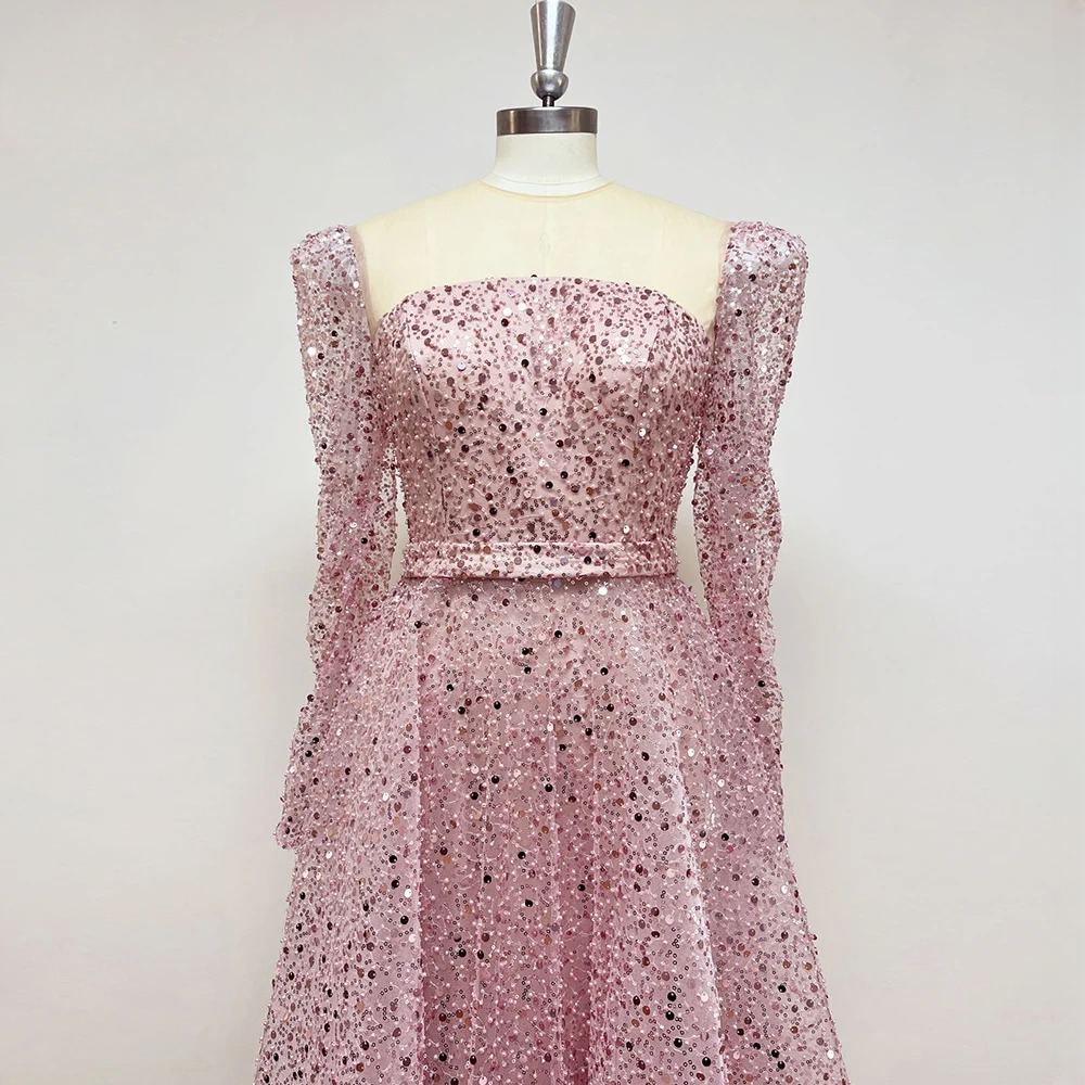 Elegant Aline Beads O-Neck Evening Party Dress - Image 9