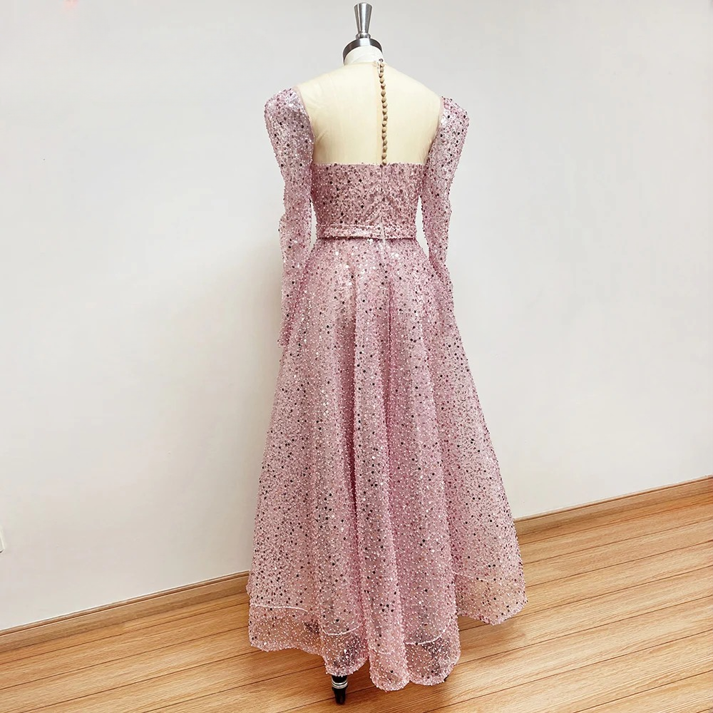 Elegant Aline Beads O-Neck Evening Party Dress - Image 10