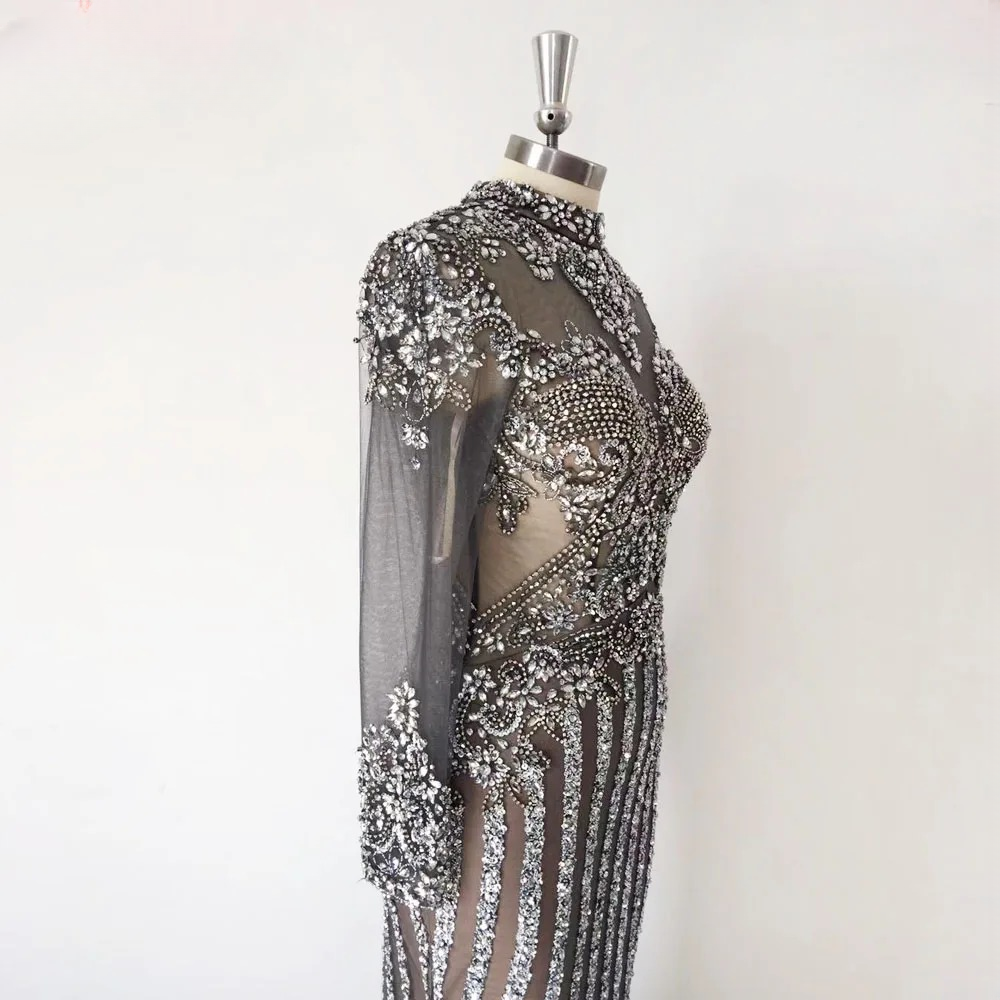 Elegant Crystal Sequin Wedding Floor-Length Evening Party Dress - Image 6
