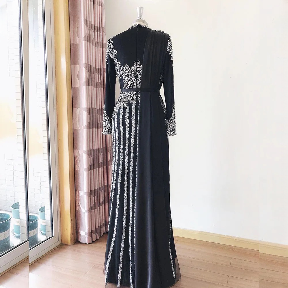 Elegant Crystal Sequin Wedding Floor-Length Evening Party Dress - Image 8