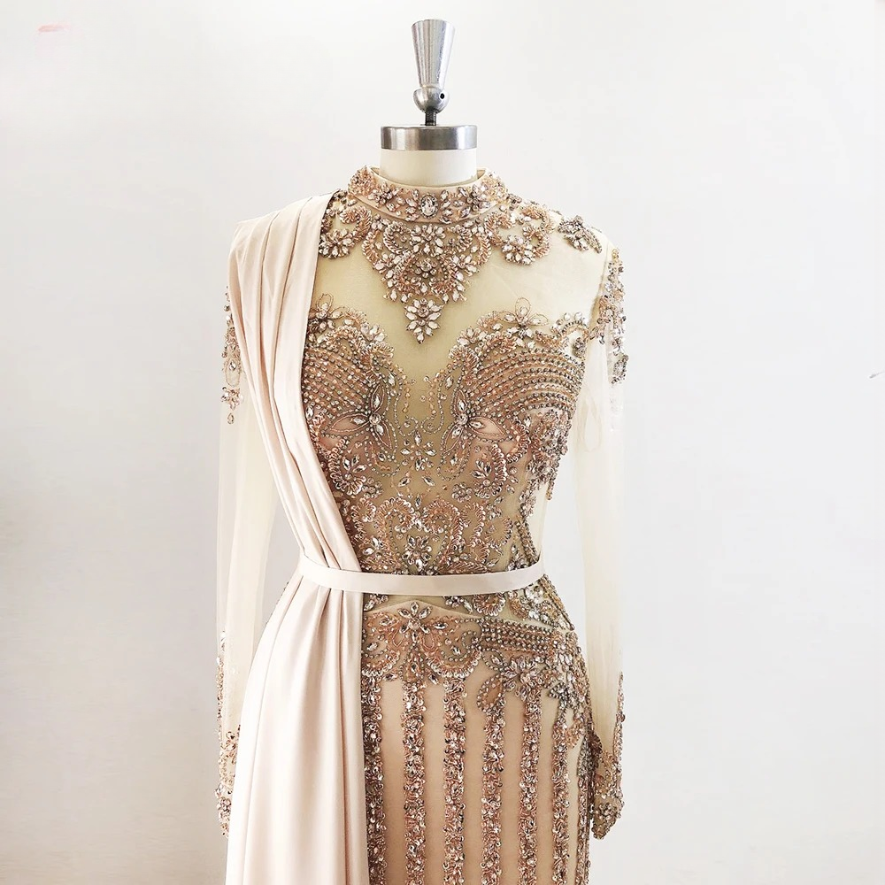 Elegant Crystal Sequin Wedding Floor-Length Evening Party Dress - Image 25