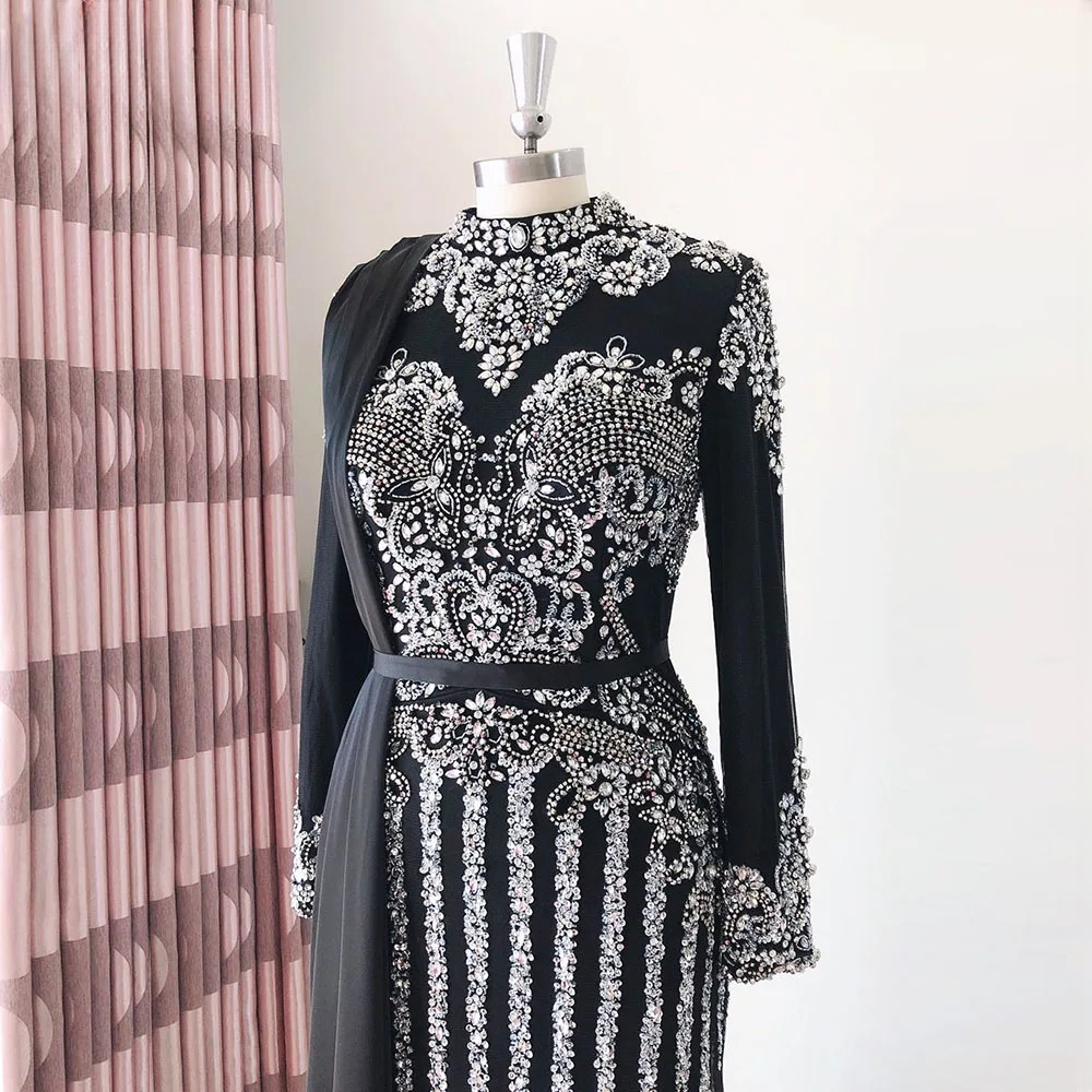 Elegant Crystal Sequin Wedding Floor-Length Evening Party Dress - Image 10