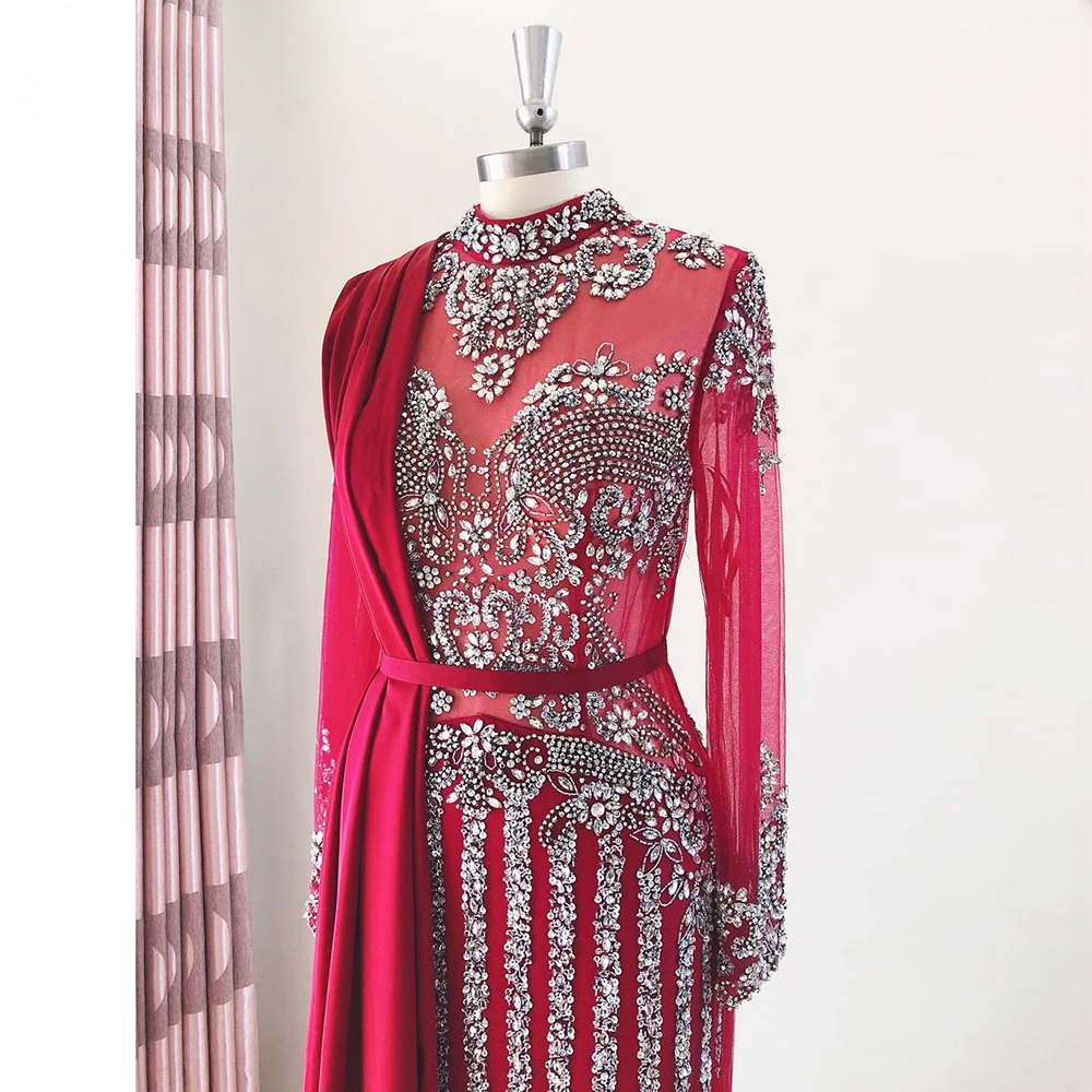 Elegant Crystal Sequin Wedding Floor-Length Evening Party Dress - Image 22