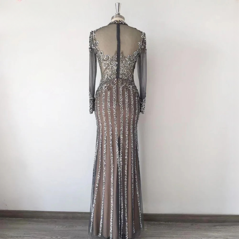 Elegant Crystal Sequin Wedding Floor-Length Evening Party Dress - Image 4