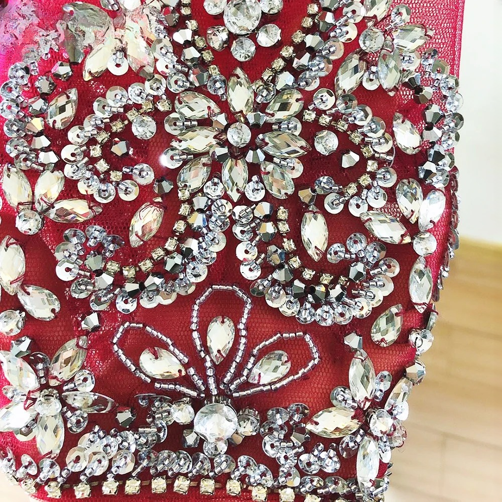 Elegant Crystal Sequin Wedding Floor-Length Evening Party Dress - Image 24