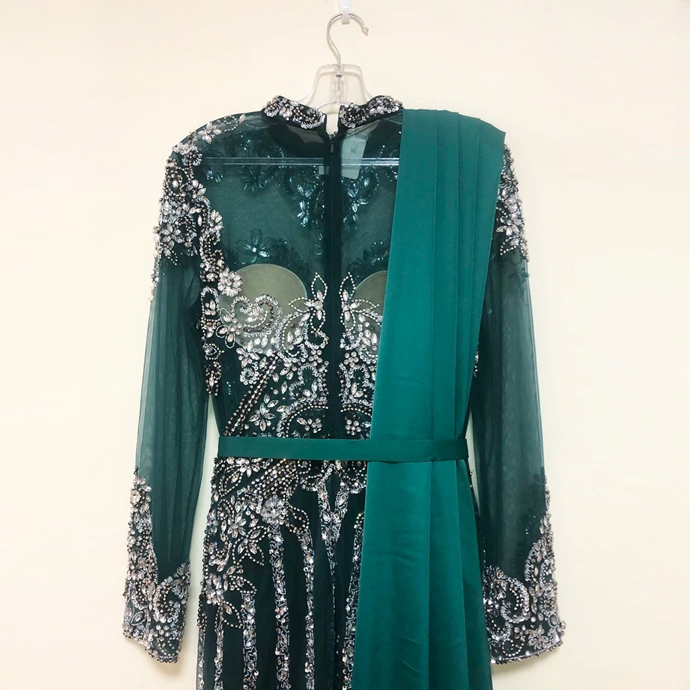 Elegant Crystal Sequin Wedding Floor-Length Evening Party Dress - Image 16