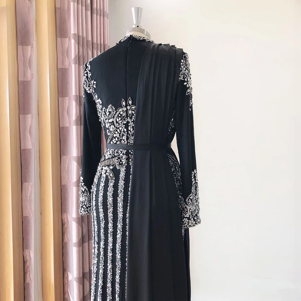Elegant Crystal Sequin Wedding Floor-Length Evening Party Dress - Image 12