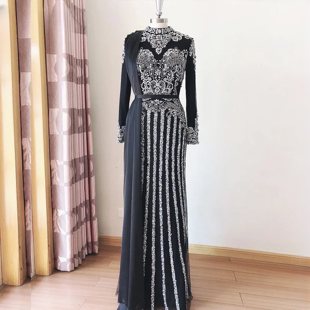 Elegant Crystal Sequin Wedding Floor-Length Evening Party Dress - Image 7