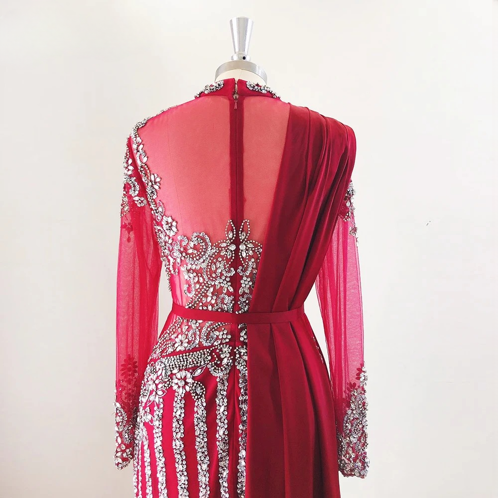 Elegant Crystal Sequin Wedding Floor-Length Evening Party Dress - Image 23