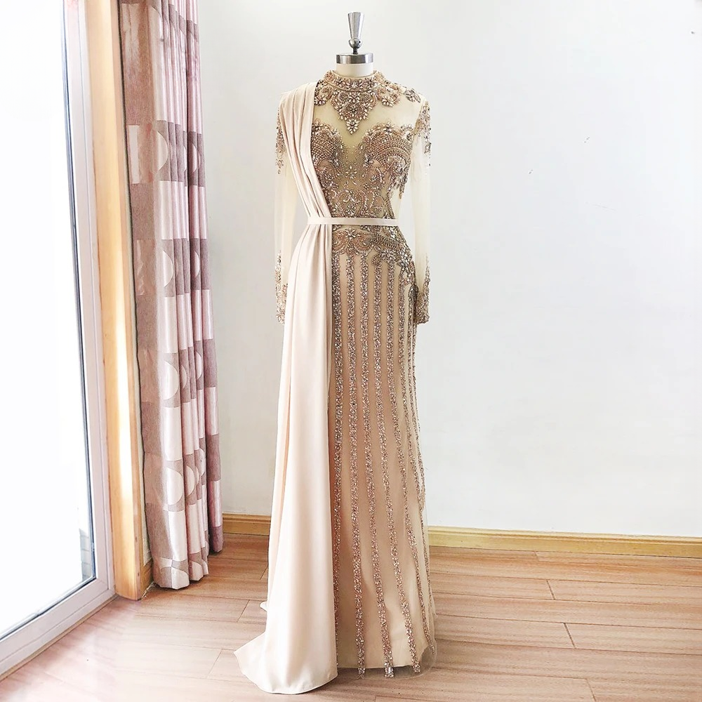 Elegant Crystal Sequin Wedding Floor-Length Evening Party Dress - Image 26
