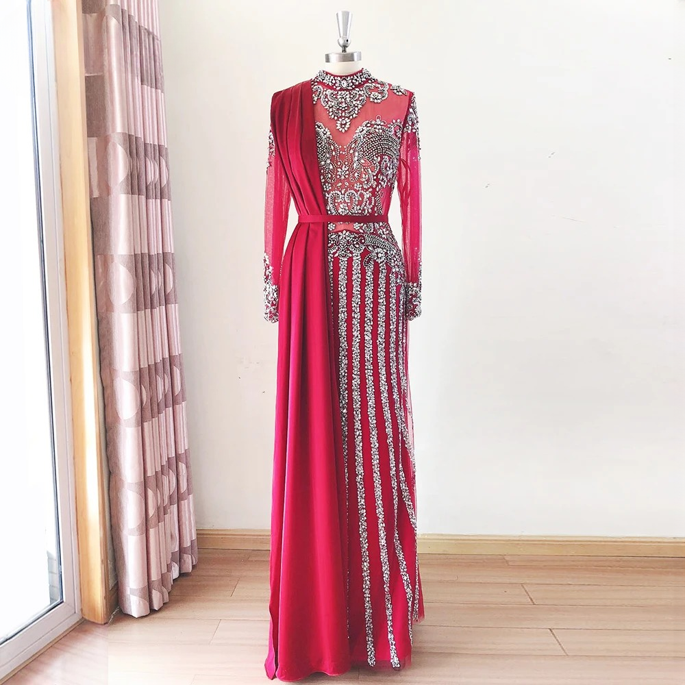 Elegant Crystal Sequin Wedding Floor-Length Evening Party Dress - Image 20